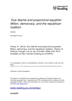 `Due libertie and proportiond equalitie`: Milton, democracy, and the