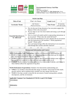 Grade 5: What`s for Dinner? (Life Science/Physical
