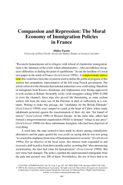 The Moral Economy of Immigration Policies in France
