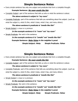 Simple Sentence Notes Simple Sentence Notes