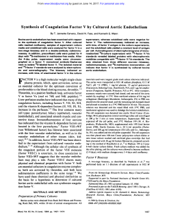 Synthesis of Coagulation Factor V by Cultured Aortic Endothelium