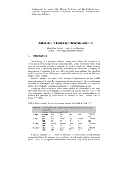 Antonymy in Language Structure and Use