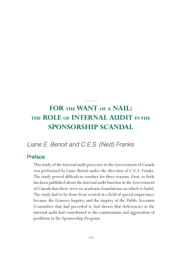 For the Want of a Nail: The Role of Internal Audit in the