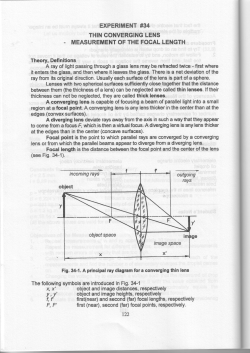 Focal length measurement 35 Thin converging lens