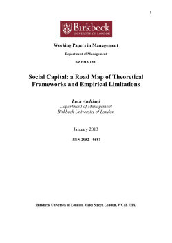 Social Capital: a Road Map of Theoretical Frameworks and