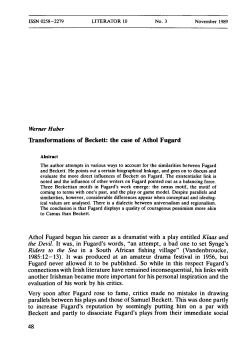 IVansforinations of Beckett: the case of Athol Fugard