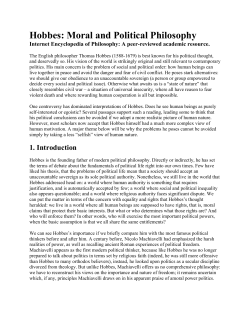 Hobbes: Moral and Political Philosophy