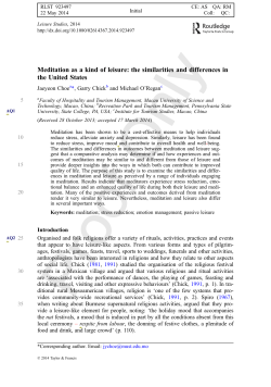 Meditation as a kind of leisure - Bournemouth University Research