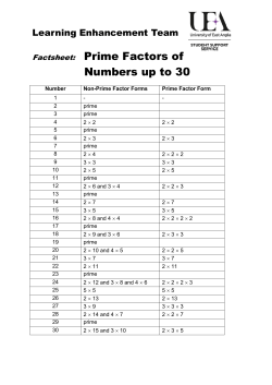 Prime Factors factsheet