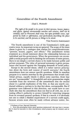 Generalities of the Fourth Amendment