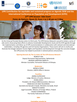 UPR Contribution for equitable and sustained progress