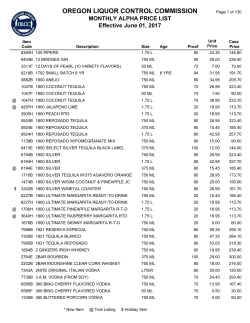Monthly Alpha Price List - Oregon Liquor Control Commission