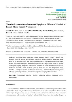 Nicotine Pretreatment Increases Dysphoric Effects of Alcohol in
