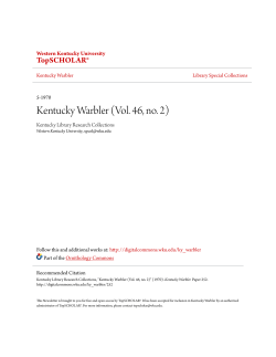 Kentucky Warbler (Vol. 46, no. 2) - TopSCHOLAR