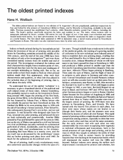 The oldest printed indexes - The Indexer