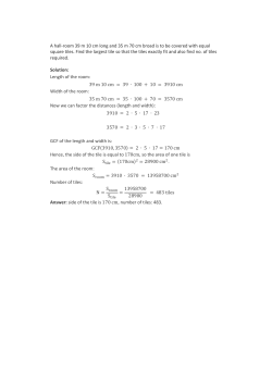 A hall-room 39 m 10 cm long and 35 m 70 cm broad is to be covered