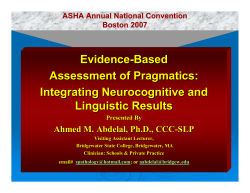 Evidence-Based Assessment of Pragmatics: Integrating