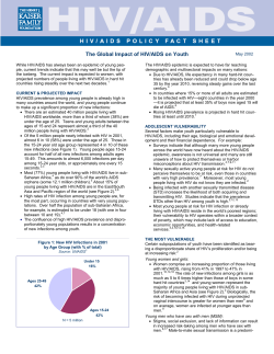 Fact Sheet: The Global Impact of HIV/AIDS on Youth