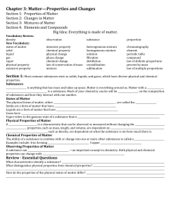 Chapter 3: Matter&mdash;Properties and Changes