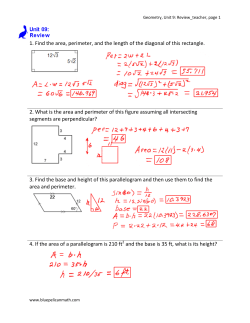 1. Find the area, perimeter, and the length of the diagonal of this