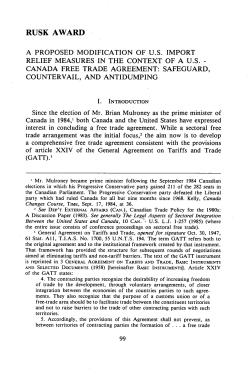 A Proposed Modification of U.S. Import Relief Measures in the