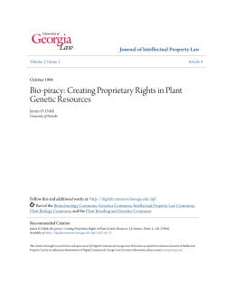 Bio-piracy: Creating Proprietary Rights in Plant Genetic Resources