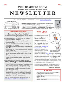 N E W S L E T T E R - Hawaii Legislative Reference Bureau