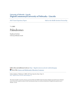 Palindromes - DigitalCommons@University of Nebraska