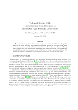 Technical Report 12-02: Understanding Team Dynamics in