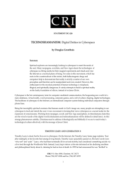 TECHNOSHAMANISM: Digital Deities in Cyberspace