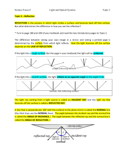 Science Focus 8 Light and Optical Systems Topic 2 Topic 2
