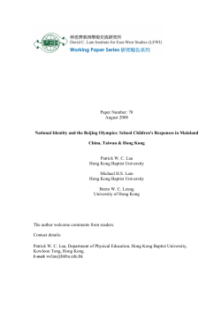 Paper Number: 78 August 2008 National Identity and the Beijing