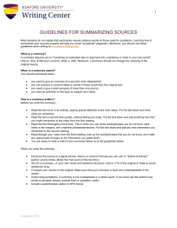 guidelines for summarizing sources