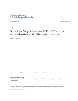 Slave life in Virginia between 1736