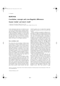 Correlations, Concepts and Cross-Linguistic Differences.
