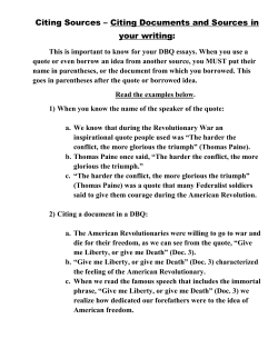 Citing Sources &ndash; Citing Documents and Sources in your writing: