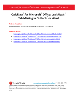 LexisNexis Tab Missing in Outlook or Word