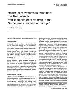 Health care reforms in the Netherlands