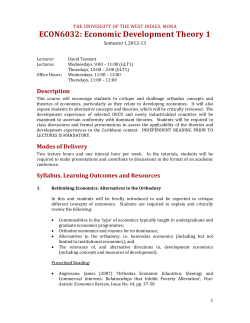 Economic Development Theory 1 - UWI, Mona