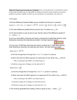 1) For each, I) find the Difference Quotient (Make sure to simplify and