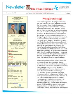 November 15 2016 Newsletter - Abbotsford Traditional Secondary