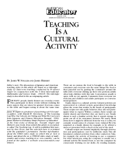 Teaching is a Cultural Activity - Kentucky Center for Mathematics