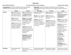 LESSON PLANS Week of 09/15/14-09/19/14 6th grade World