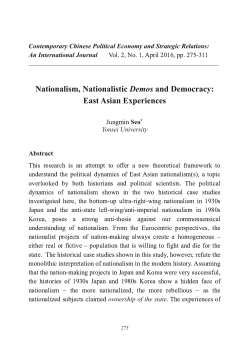 Nationalism, Nationalistic Demos and Democracy: East Asian