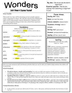 Focus Areas Vocabulary Spelling