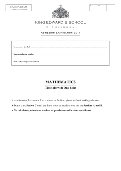 11+ Maths - King Edward`s School, Birmingham