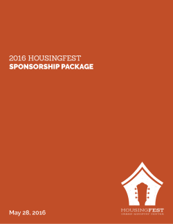 2016 HOUSINGFEST SPONSORSHIP PACKAGE