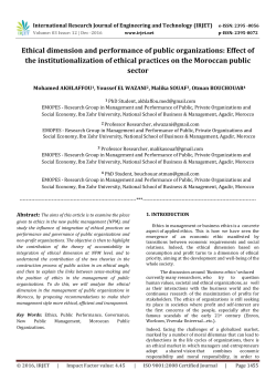 Ethical dimension and performance of public organizations