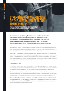 strengths and weaknesses of the australian personal trainer industry