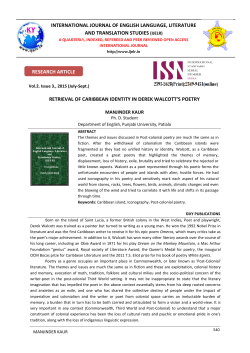 RETRIEVAL OF CARIBBEAN IDENTITY IN DEREK WALCOTT`S